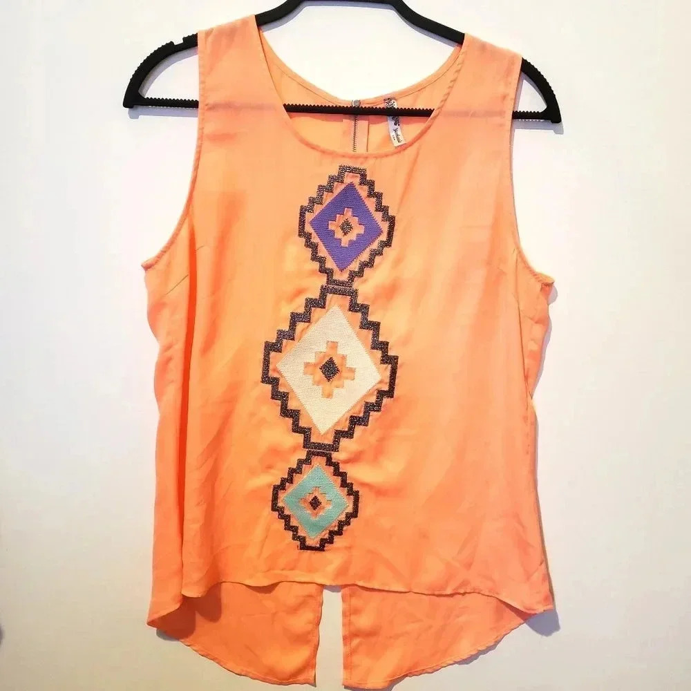 Jahada‎ Tribal Print Orange Top